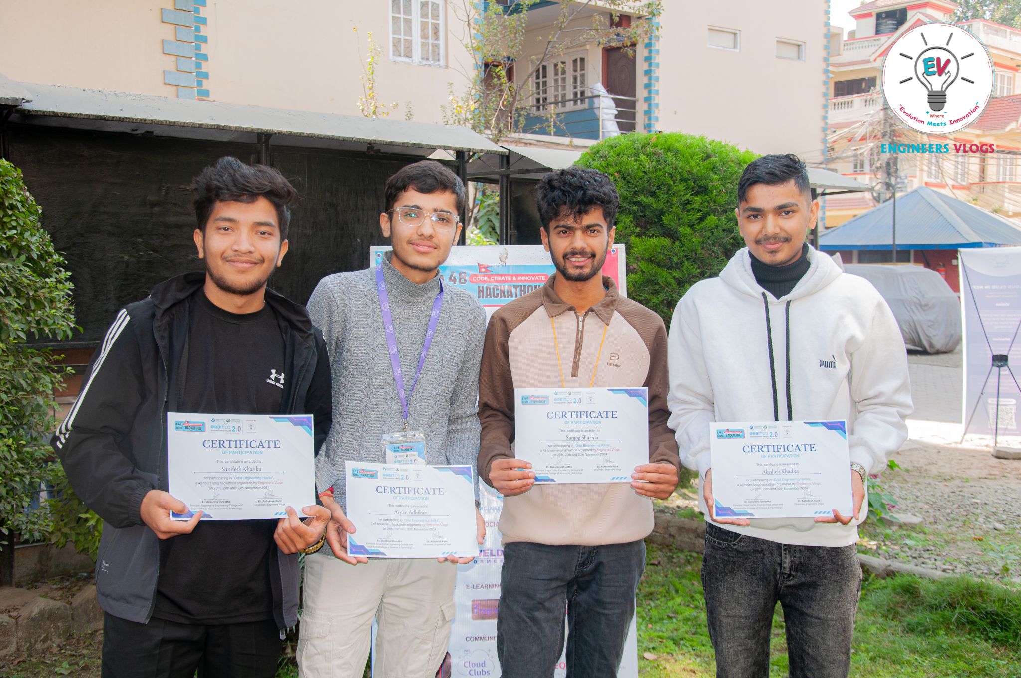 Team Iterators holding their participation certificates at the OrbitHacks 2024 hackathon